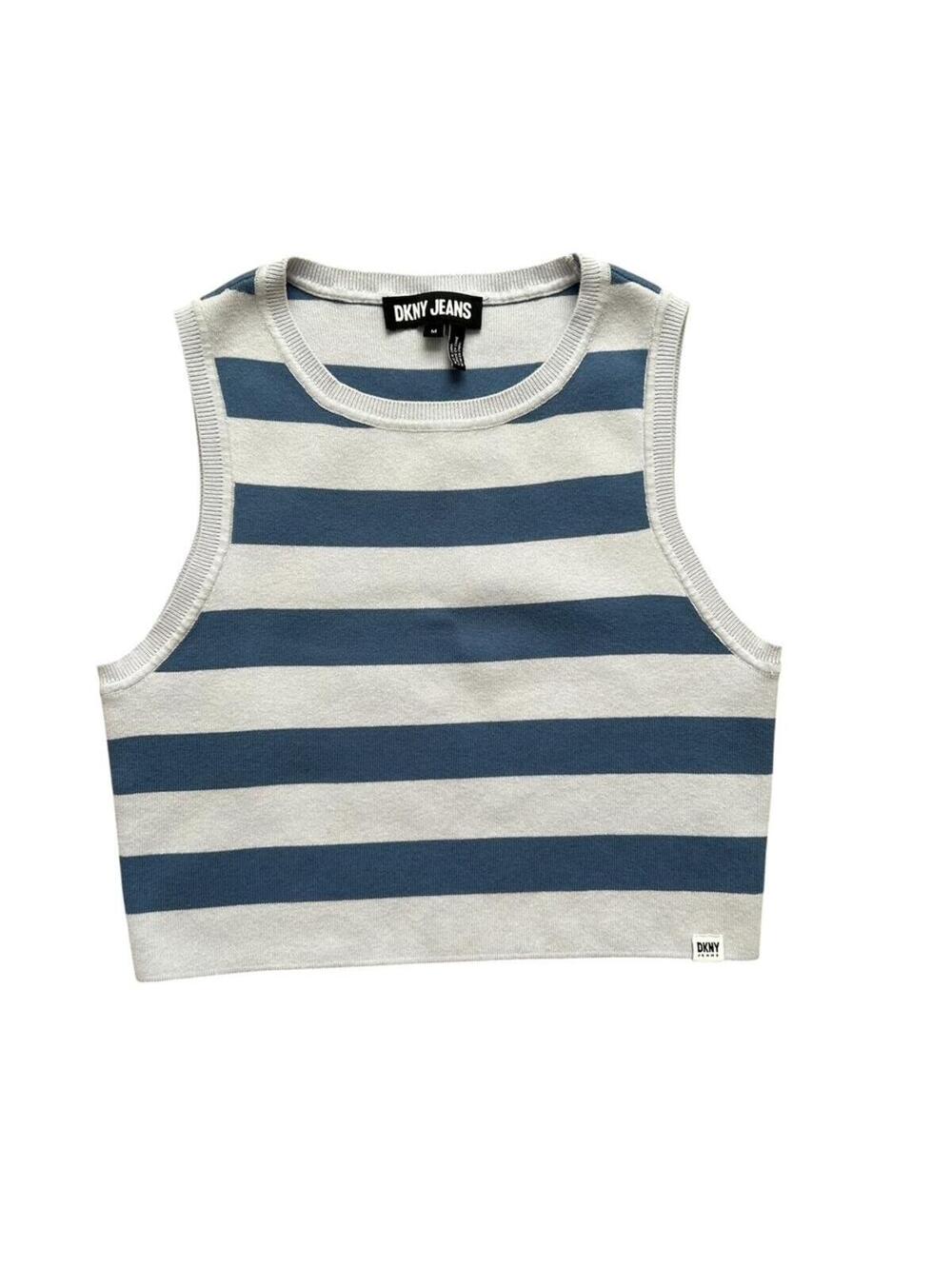 DKNY Jeans Babydoll Sweater Vest Size M Striped Y2K Preppy 90s Streetwear